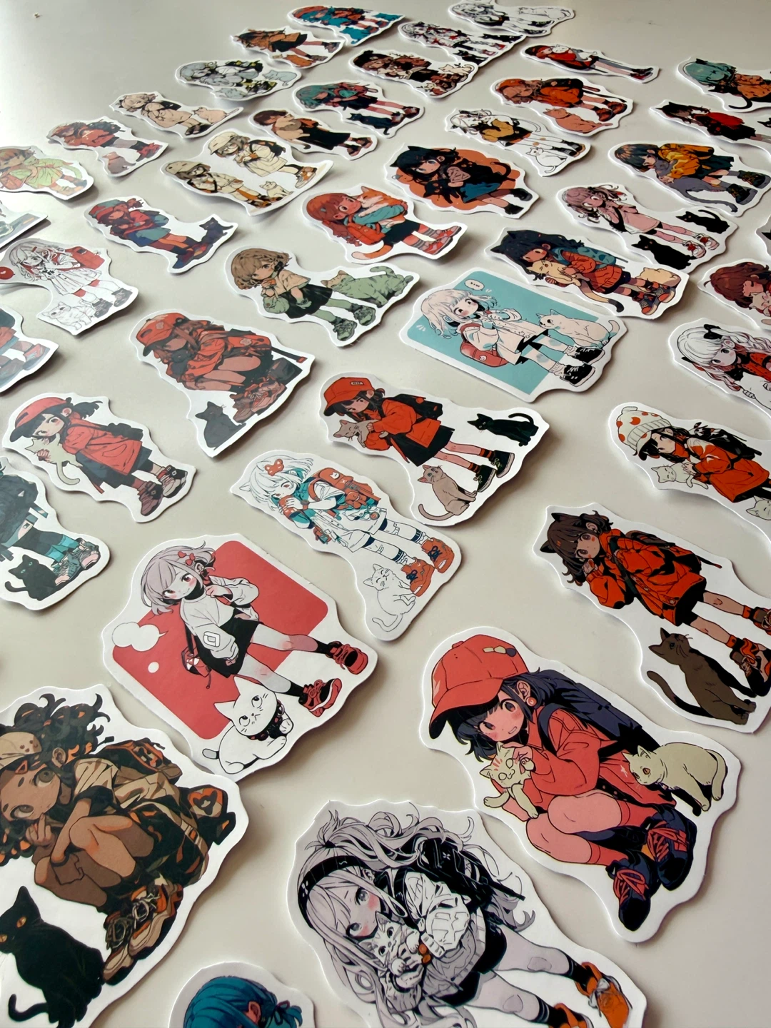 Anime Girl with Cats Stickers 50 pieces - photo 2