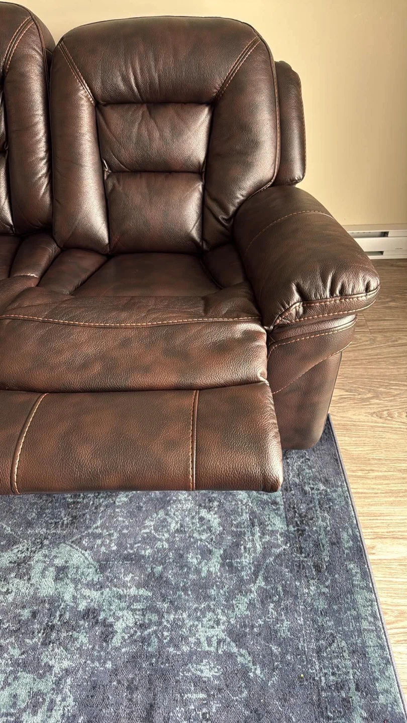 Brown Leather / Leather Type Recliner Sofa - photo 2