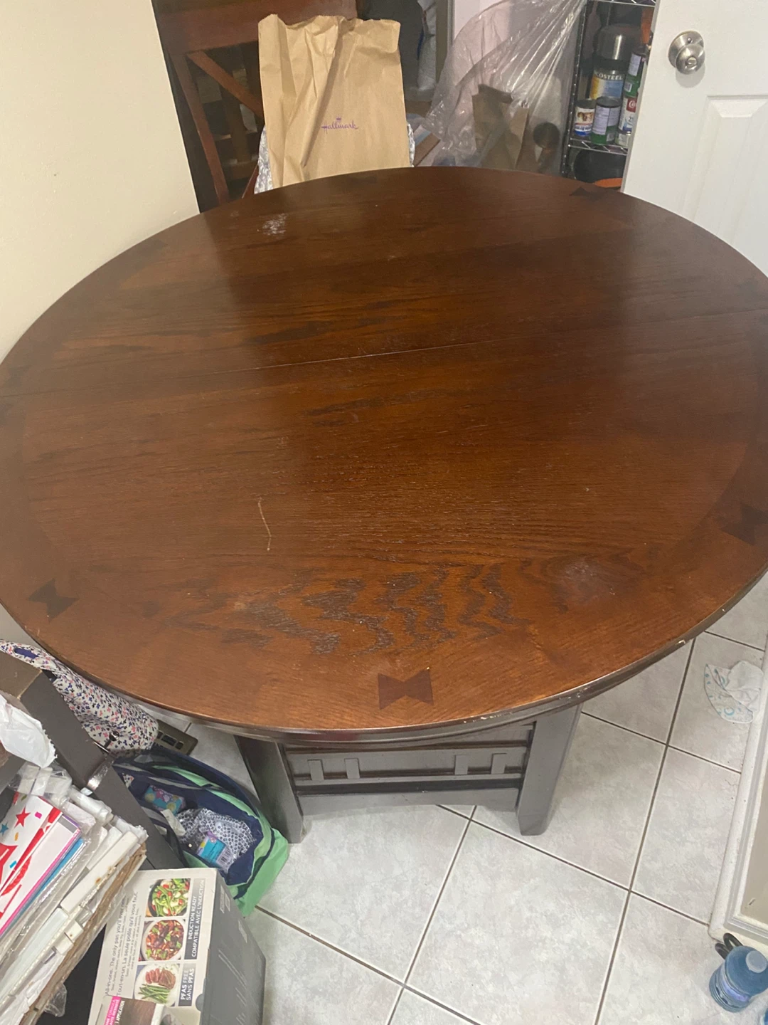 Pub height Round Dining Table with free 3 Chairs - photo 2