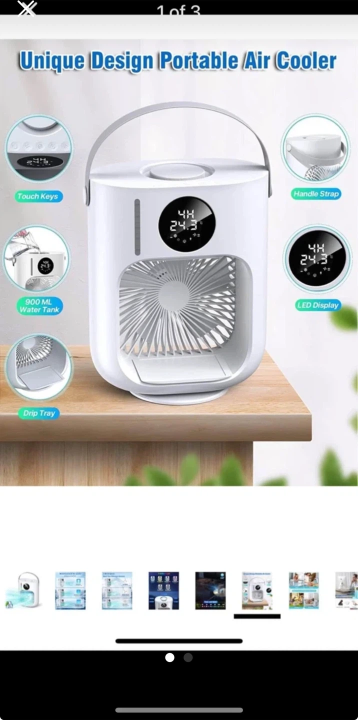 Portable Mini Air Conditioner Fan Cooler - White - photo 2