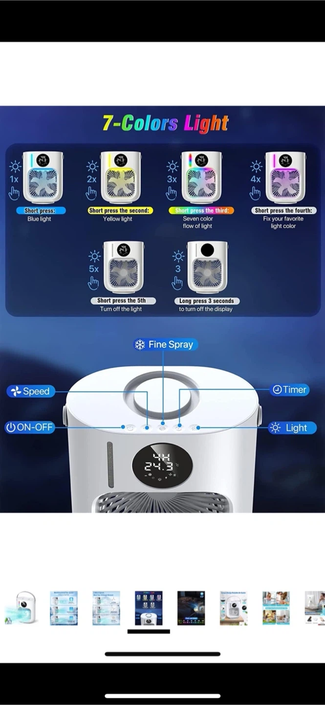 Portable Mini Air Conditioner Fan Cooler - White - photo 3