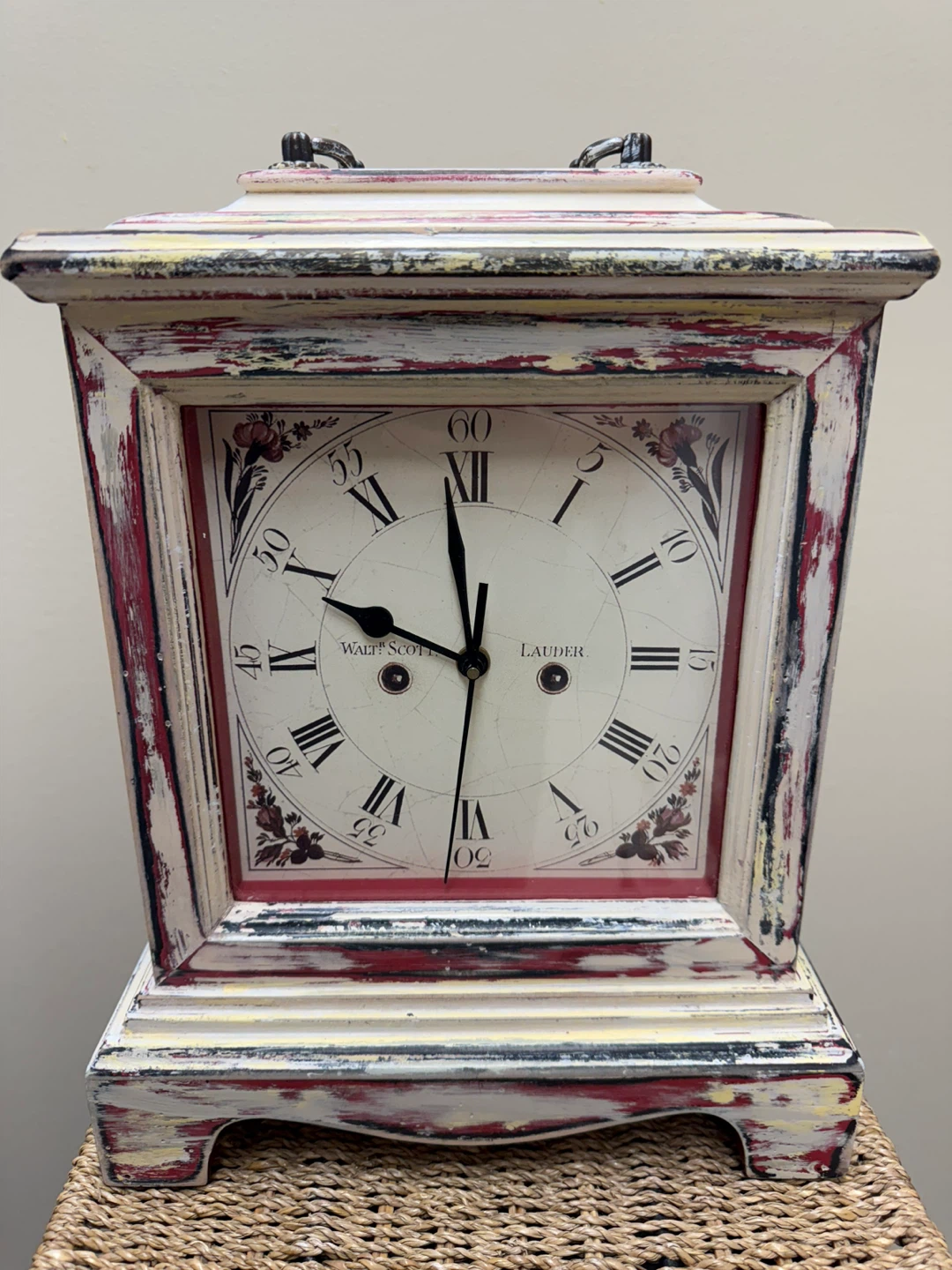 Solid wood Roman numeral mantle clock