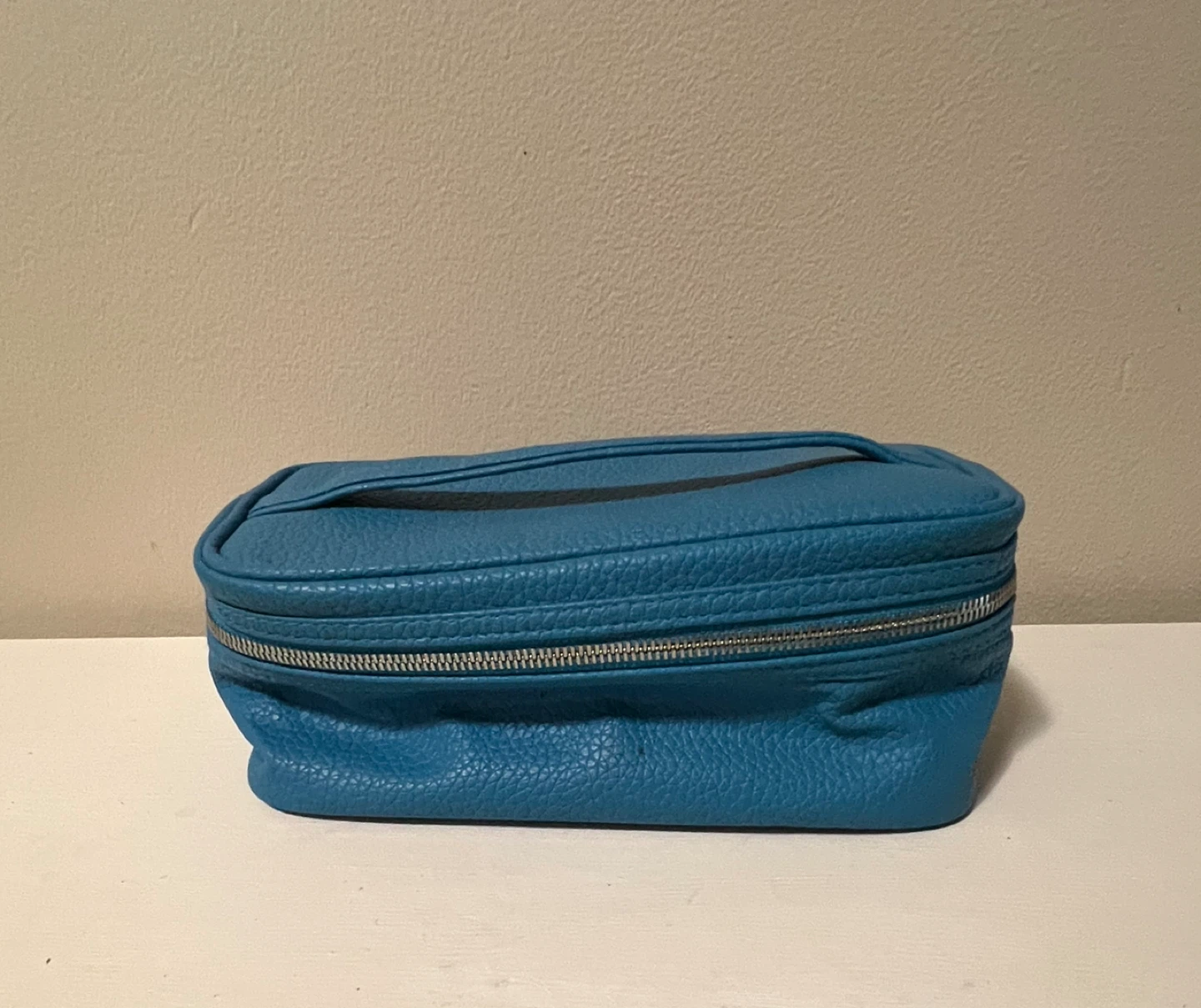 Teal Faux Leather Makeup / Toiletry Bag