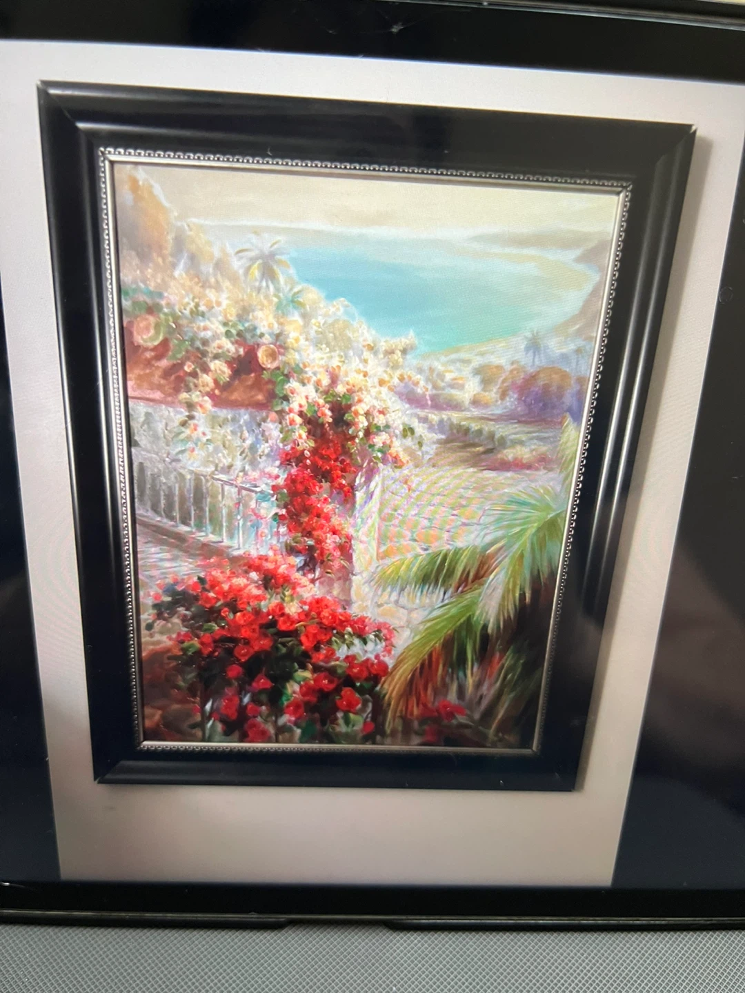 Framed Tropical Scene Painting