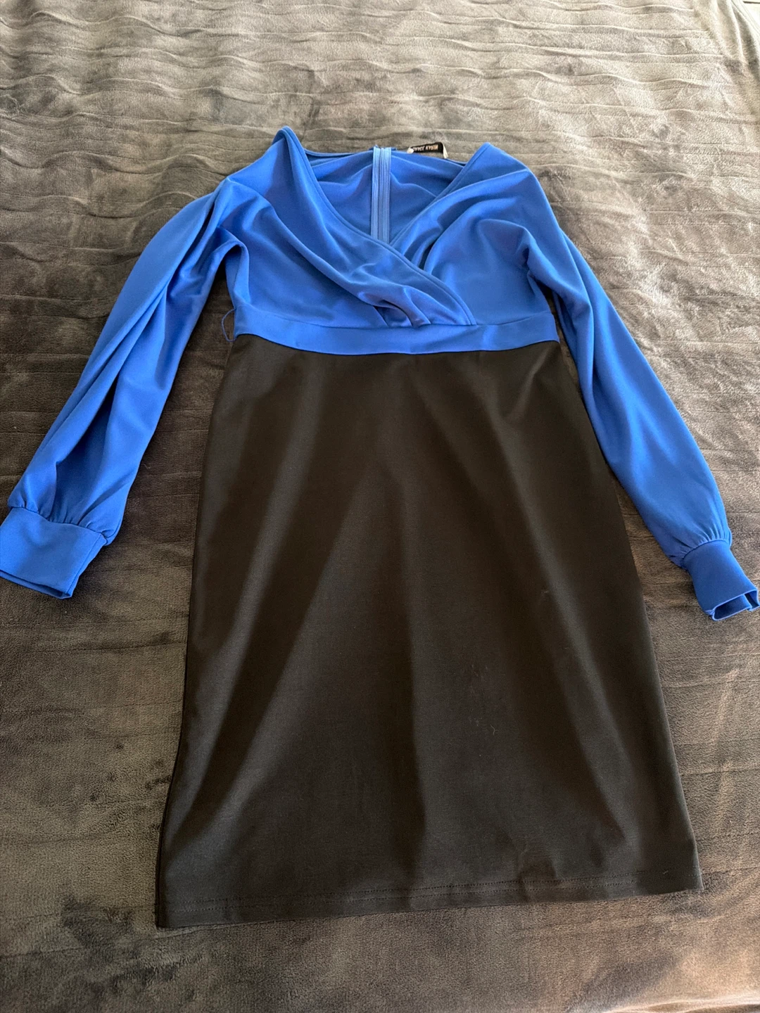 Royal Blue and Black Wrap Dress
