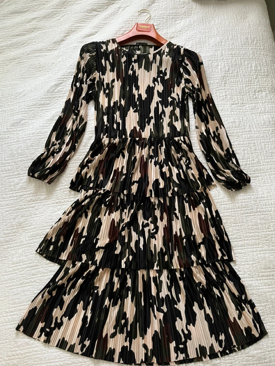 ZARA Women's Pleated Tiered Dress