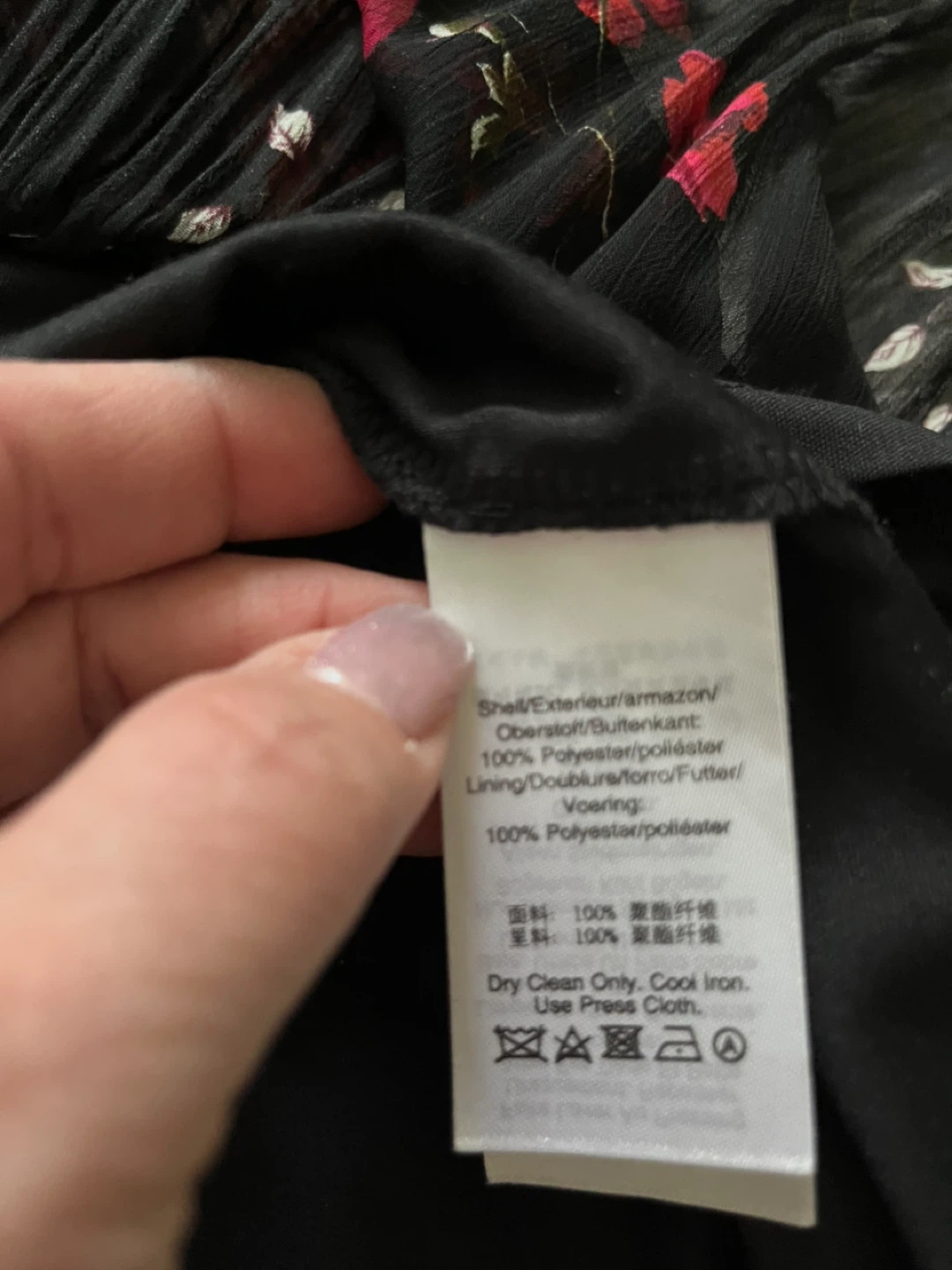 DKNY Black Chiffon Floral Pleated Dress Size 14 - photo 3