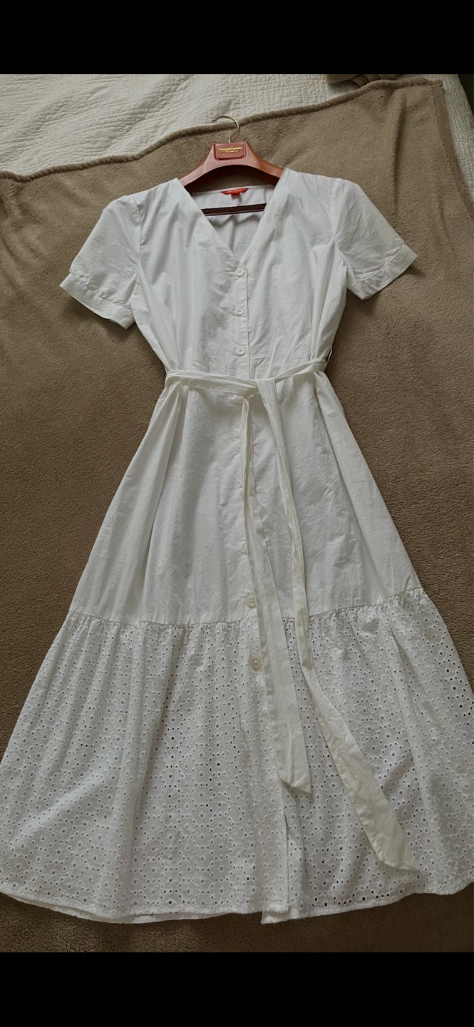 White Eyelet Midi Dress - XL
