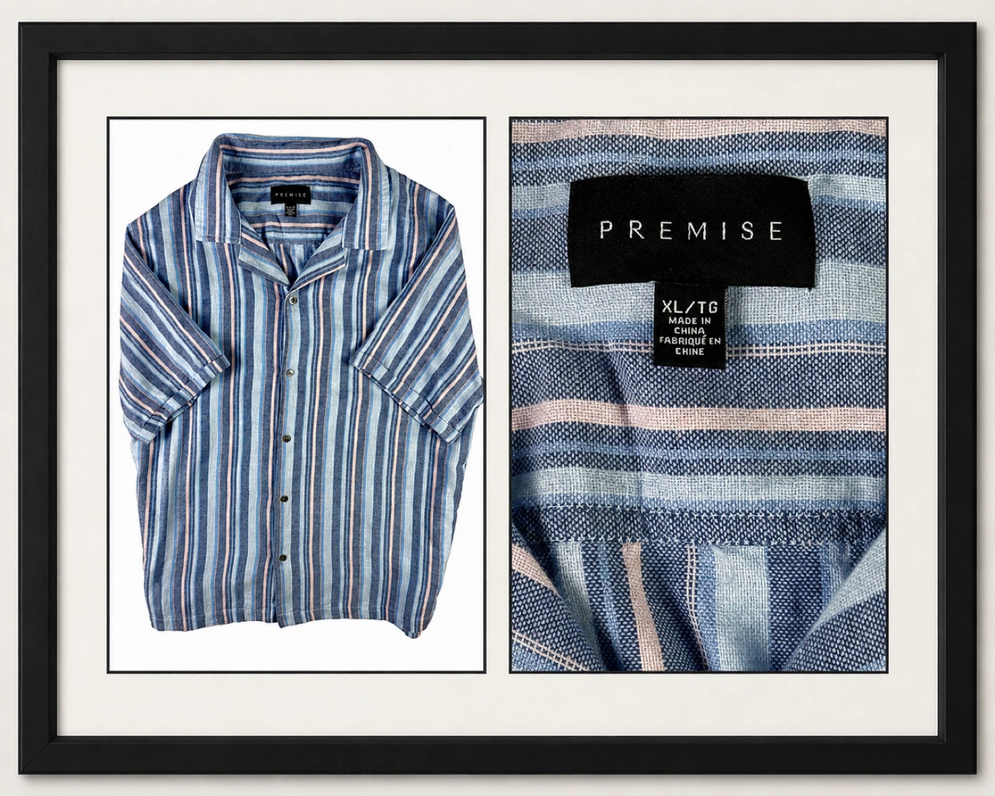 Premise Striped Short Sleeve Button Up Shirt XL/TG
