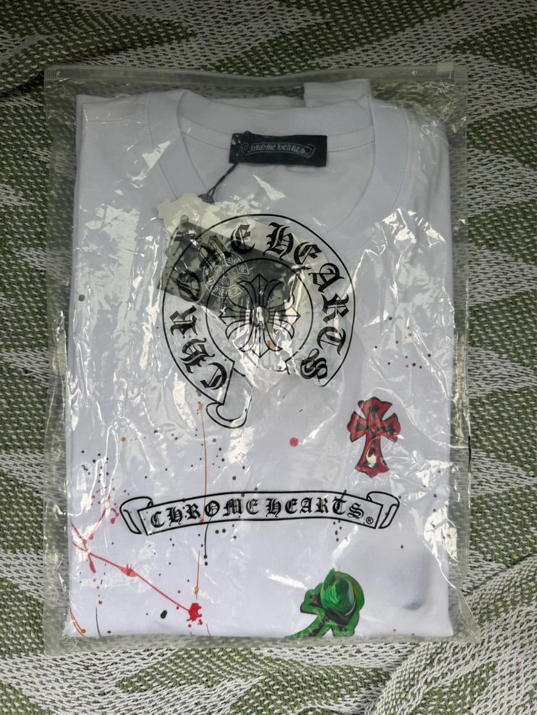 Chrome Hearts White T-Shirt - Splatter Cross Design - photo 3