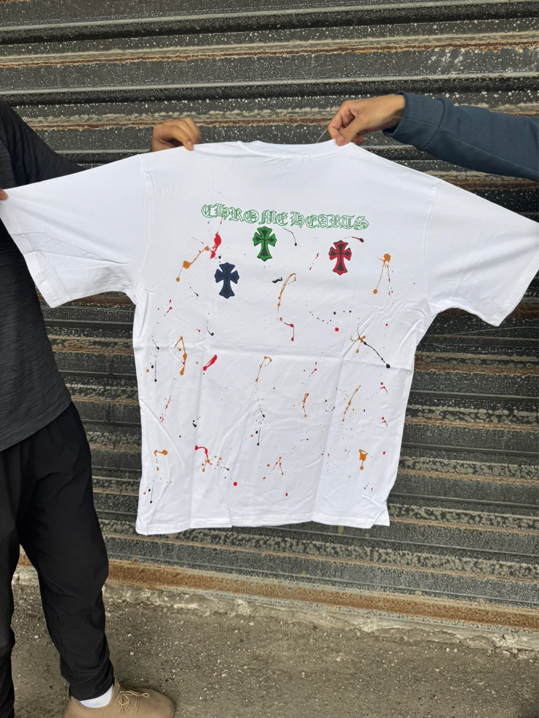 Chrome Hearts White T-Shirt - Splatter Cross Design - photo 2