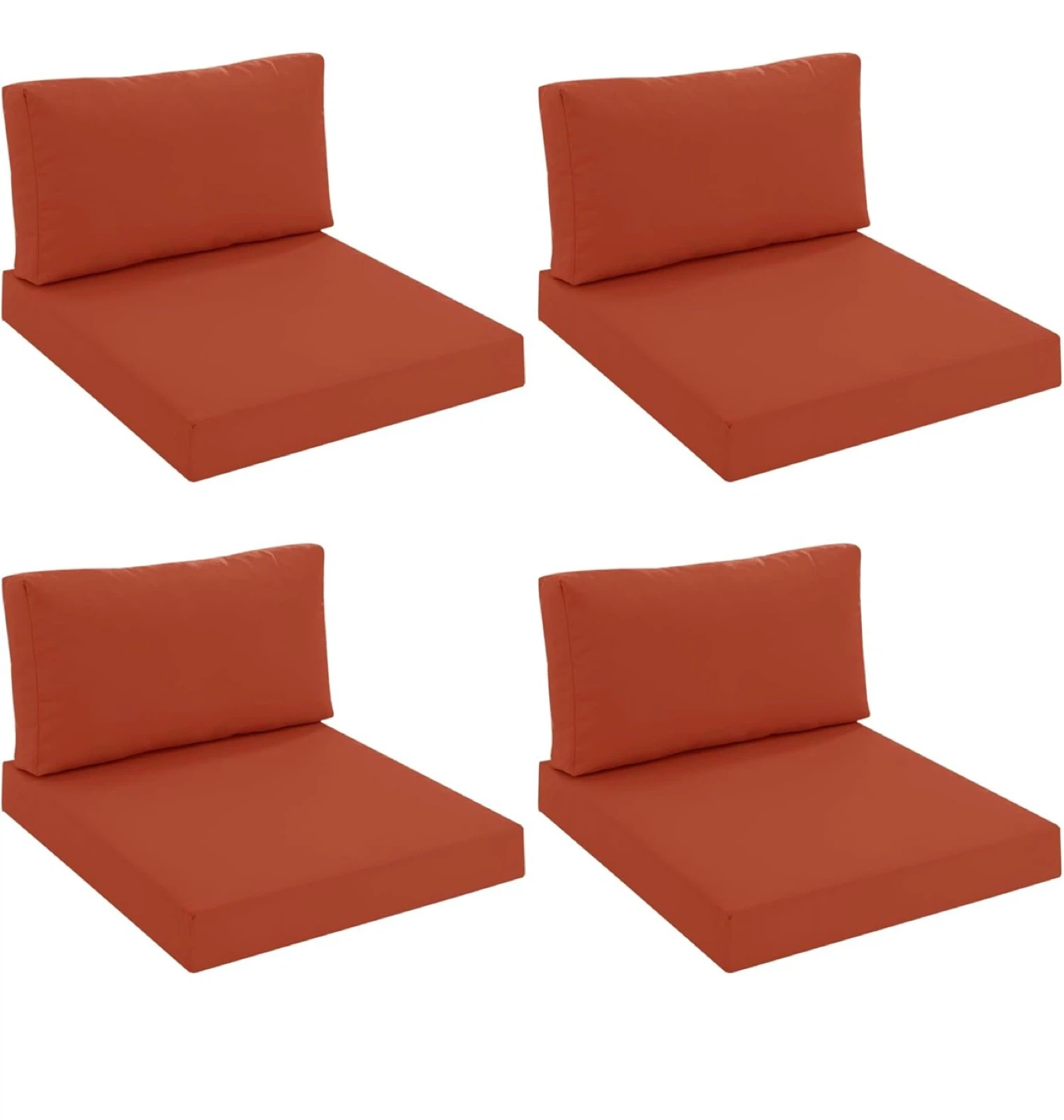 Set of 4 Outdoor Chair Cushions - Terracotta Orange - photo 2