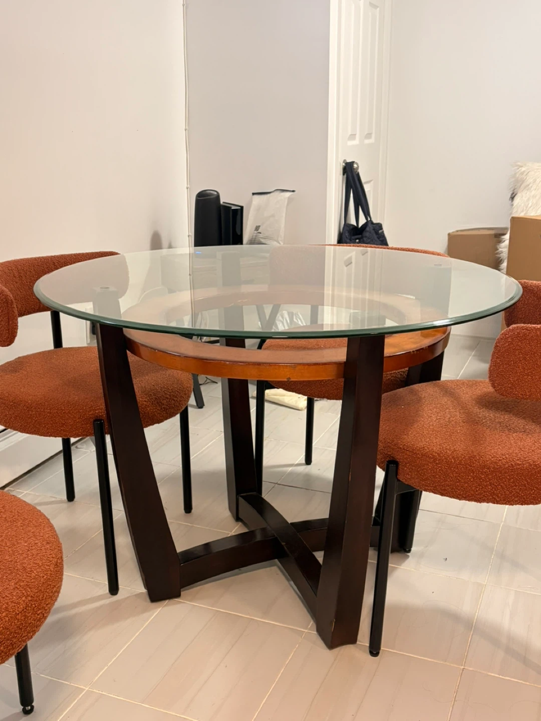 Boucle Dining Chairs - Set of 4 - Terracotta Orange - photo 2