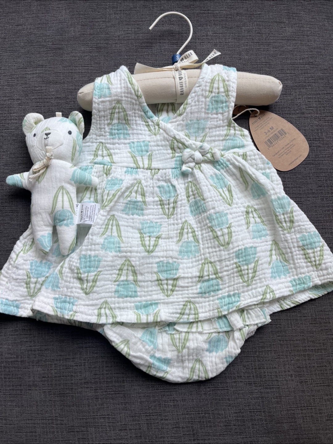 NEW with tag 3-6 Month Rabbit Organic Dress Set