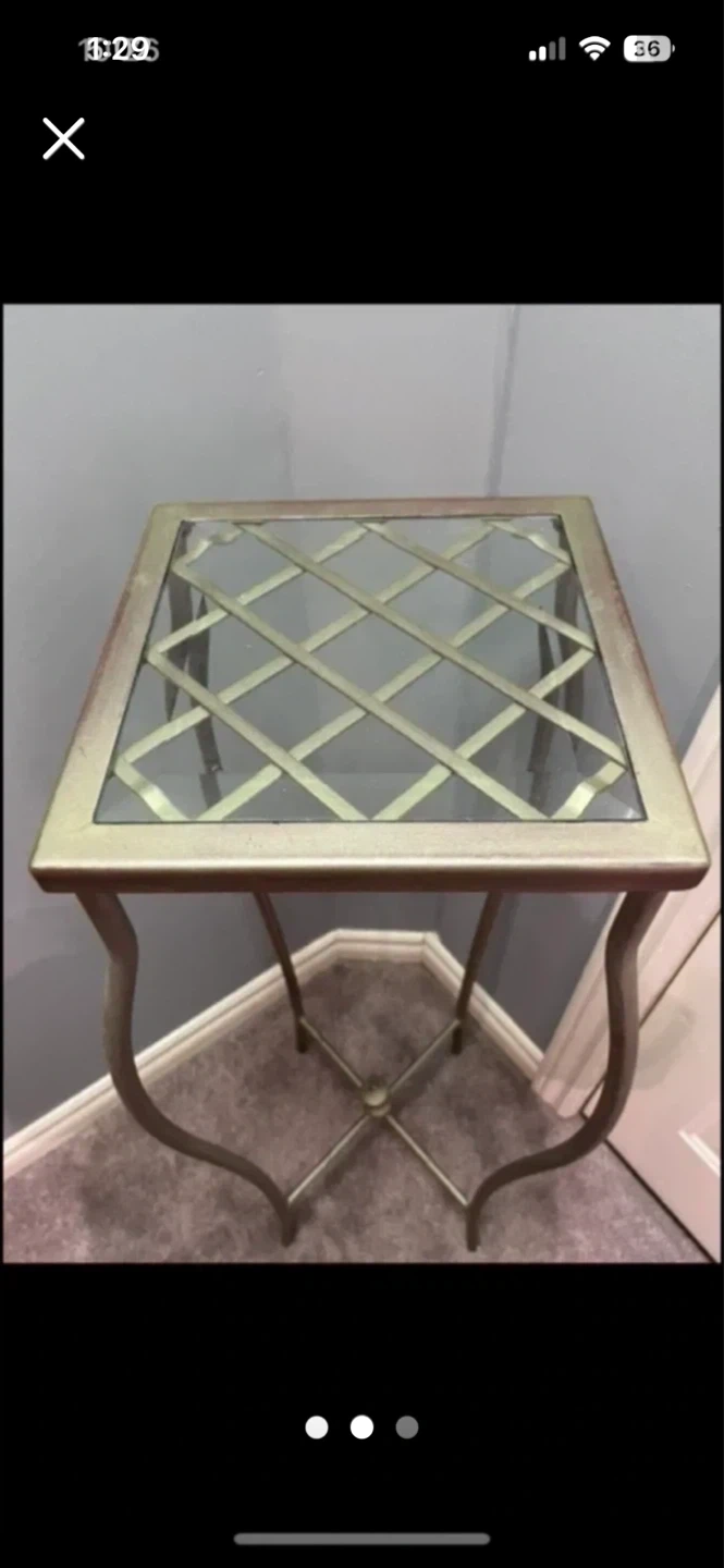 40” Metal Plant Stand with Glass Top - photo 2