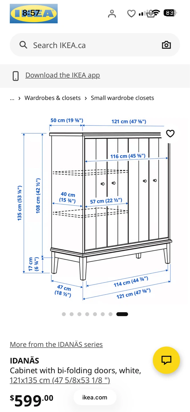 IKEA IDANÄS White Cabinet with Bi-Folding Doors - photo 2