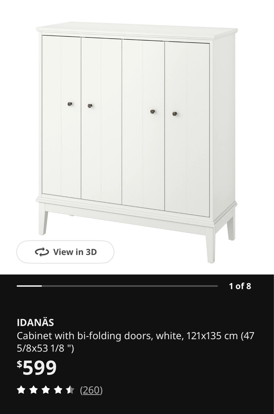 IKEA IDANÄS White Cabinet with Bi-Folding Doors - photo 4