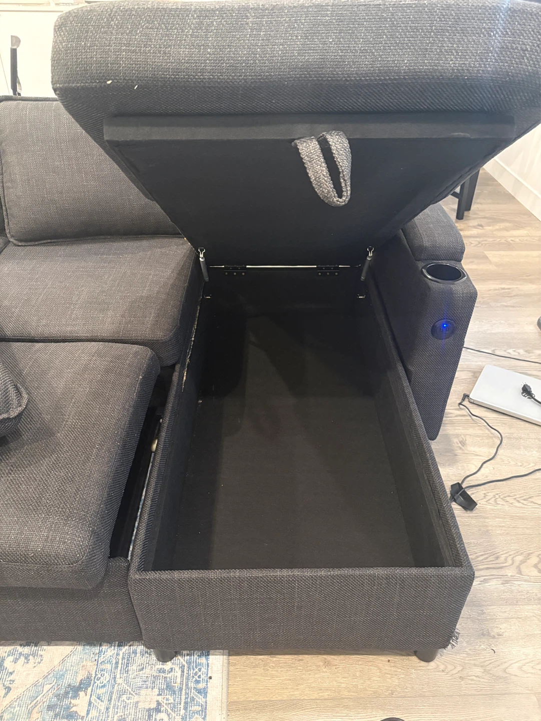 Dark Grey Sectional Sleeper Sofa with Storage - photo 3