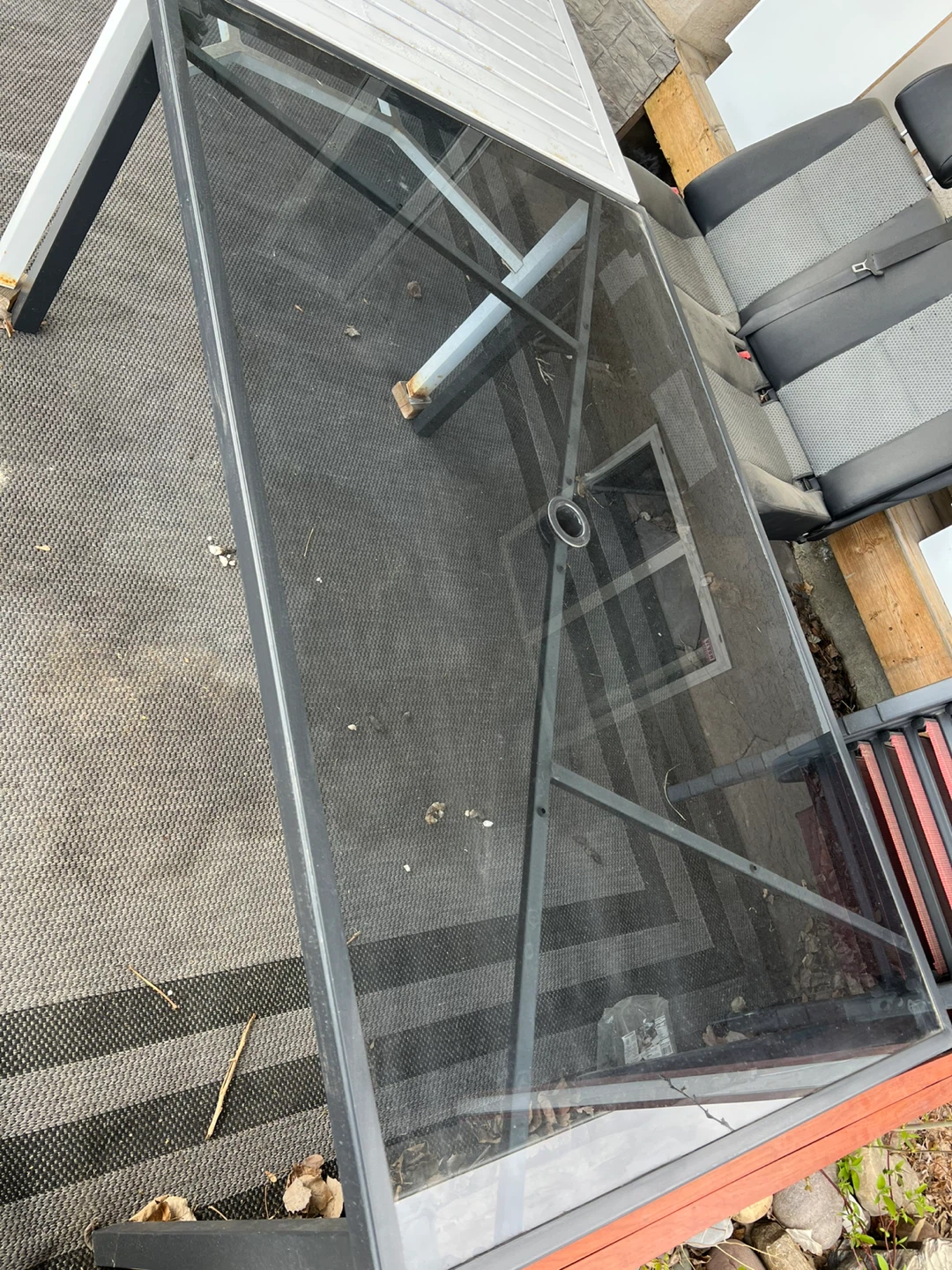 Glass top patio table