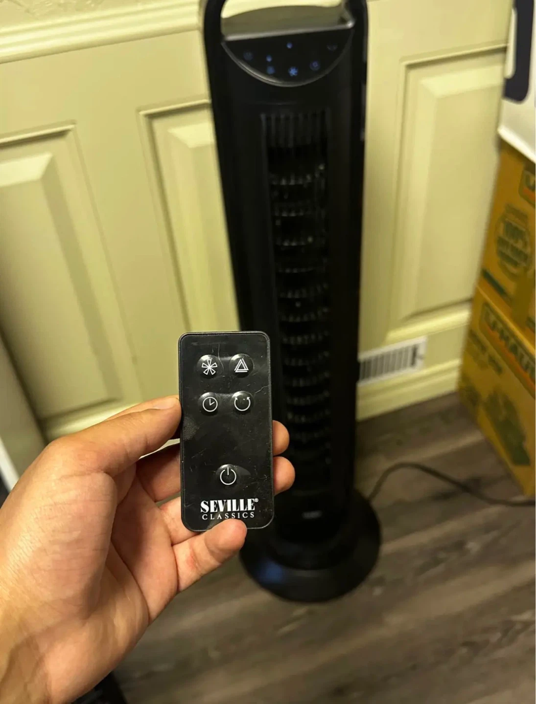 Seville Classics Oscillating Tower Fan with Remote