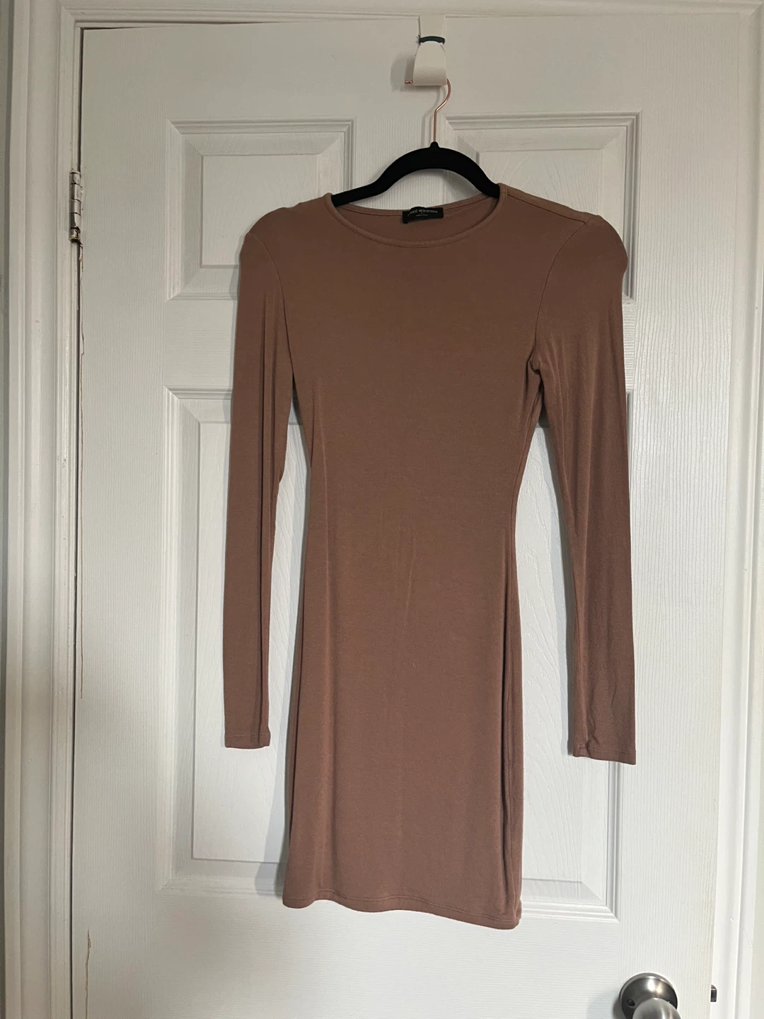 Brown Long-Sleeve Bodycon Dress