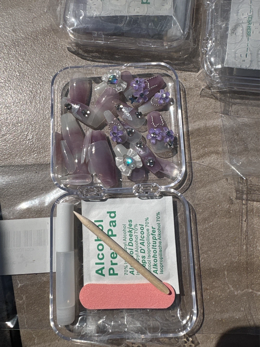 Press On Nails Set with Charms and Glue