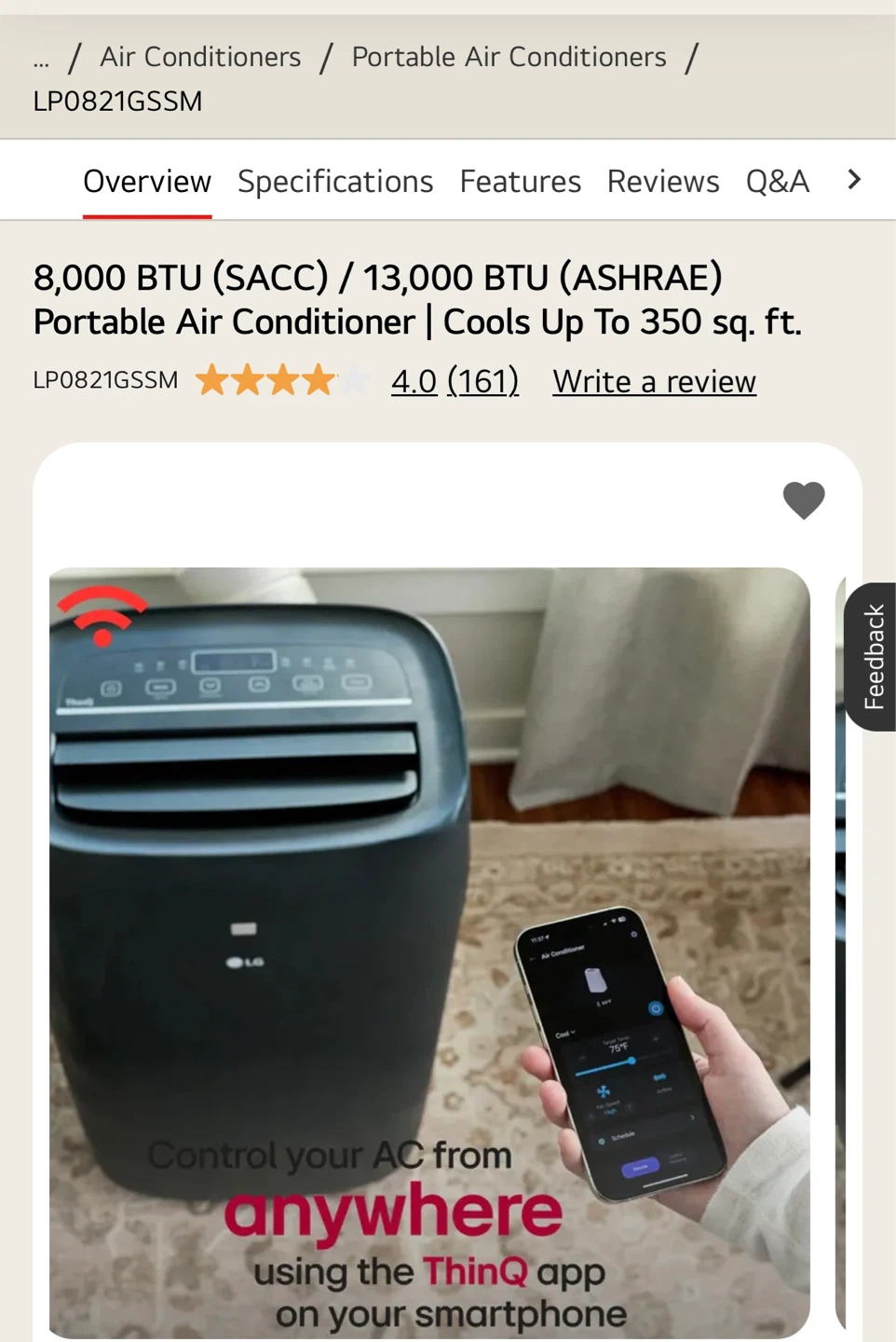 LG LP0821GSSM Portable Air Conditioner - photo 4
