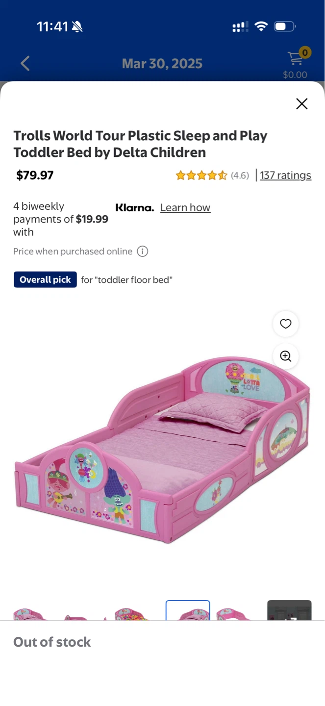 Toddler bed and mattress