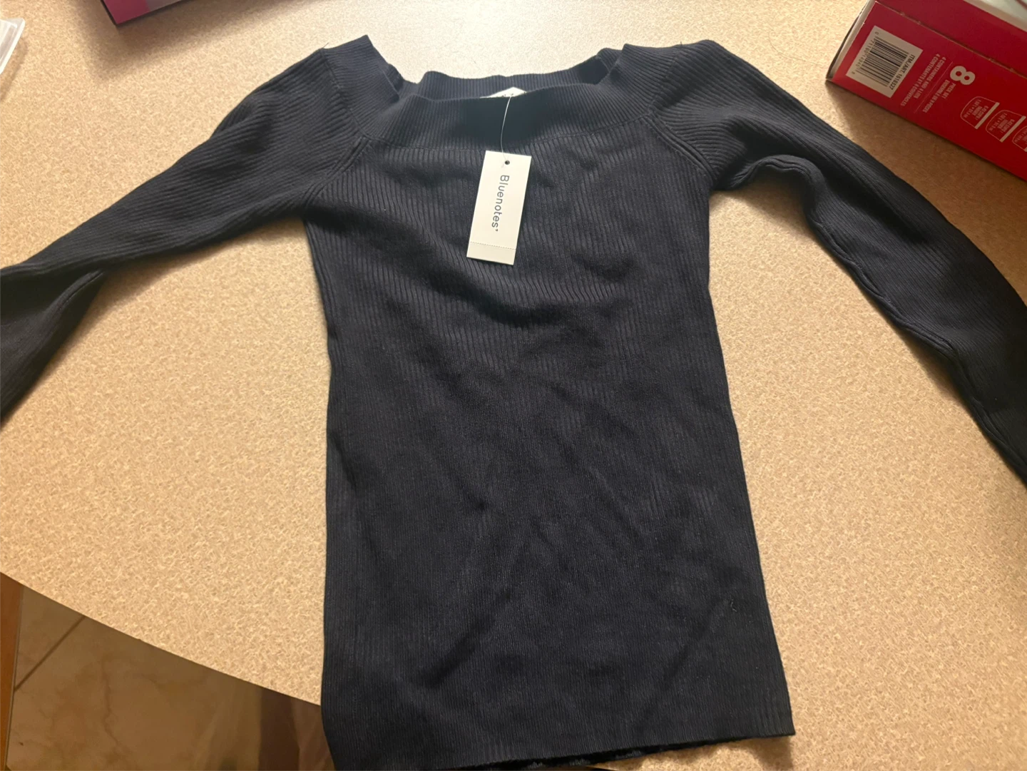 Bluenotes Women's Black Ribbed Long Sleeve Top - Size M