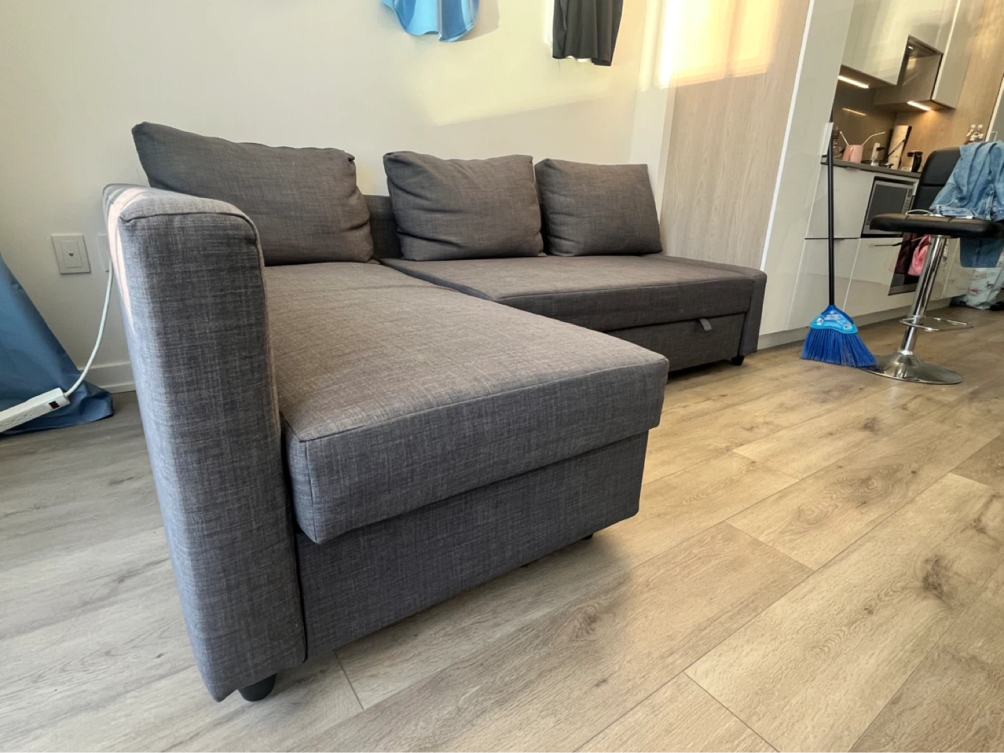 Grey Sectional Sofa Bed with Storage - photo 2