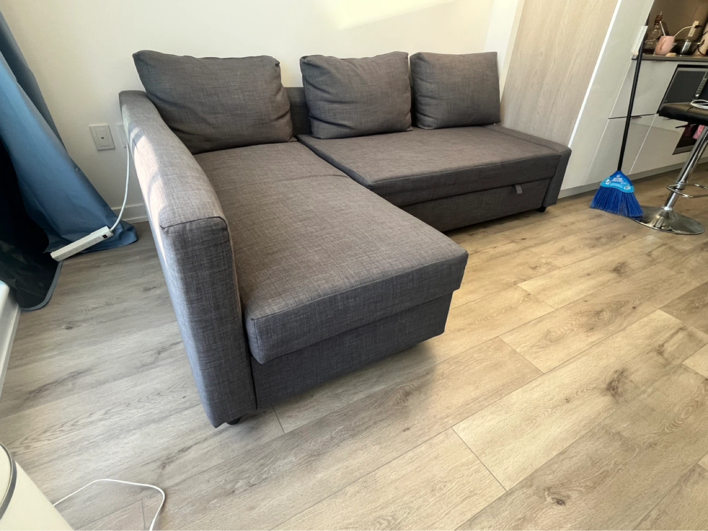 Grey Sectional Sofa Bed with Storage - photo 3