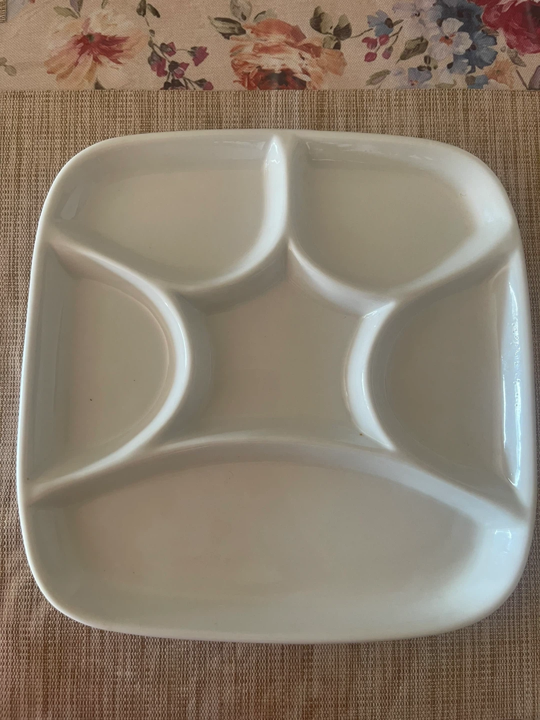 White divided serving plate
