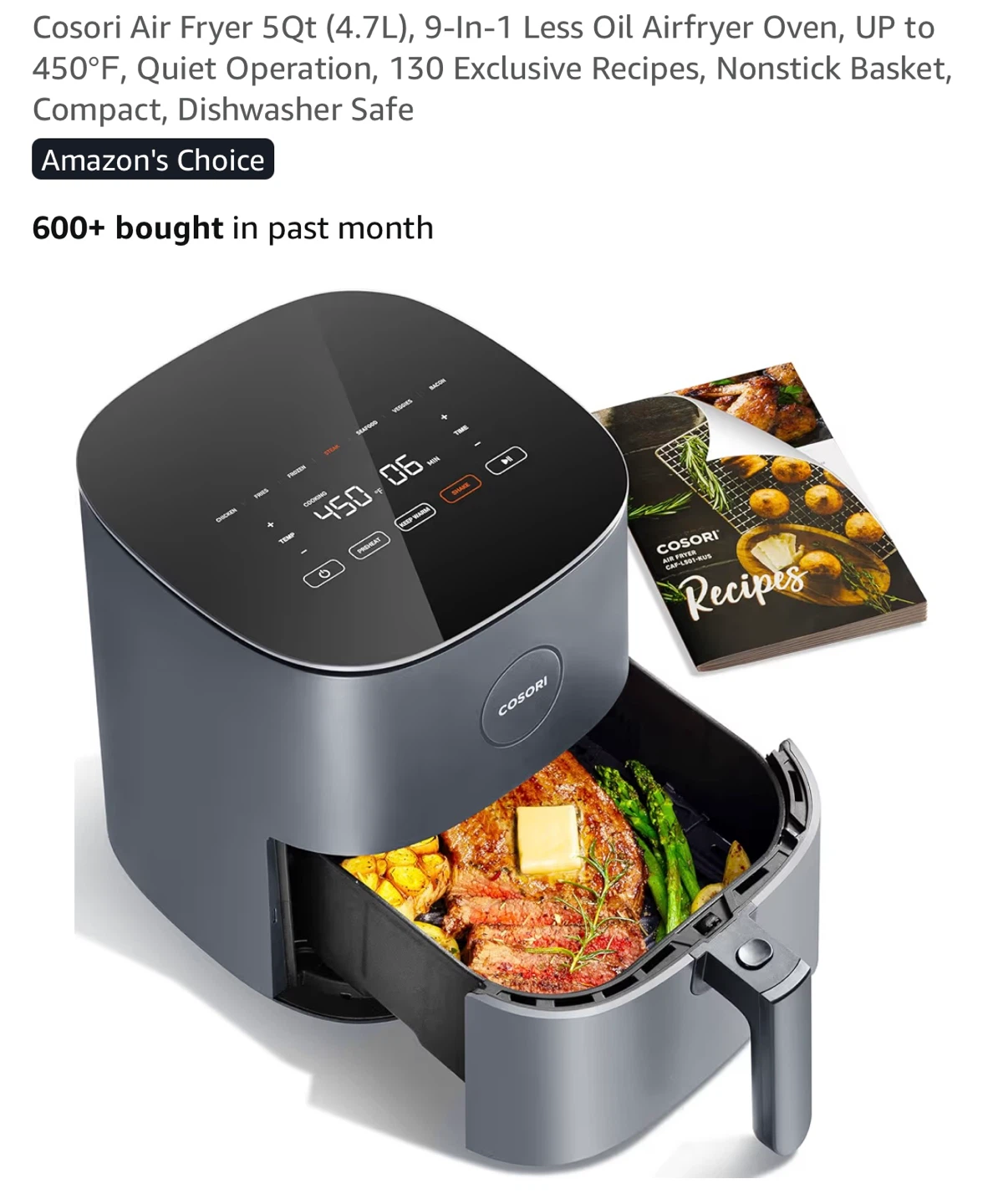 Cosori Air Fryer 5Qt (4.7L) Grey - photo 3