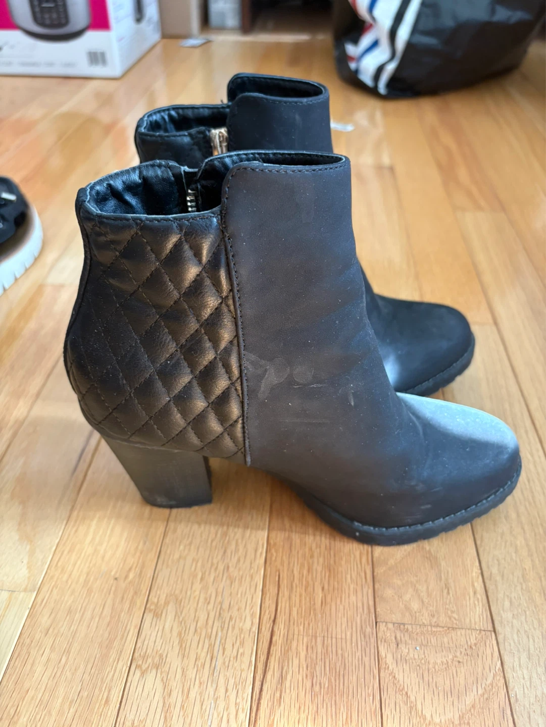 Black Quilted Ankle Boots