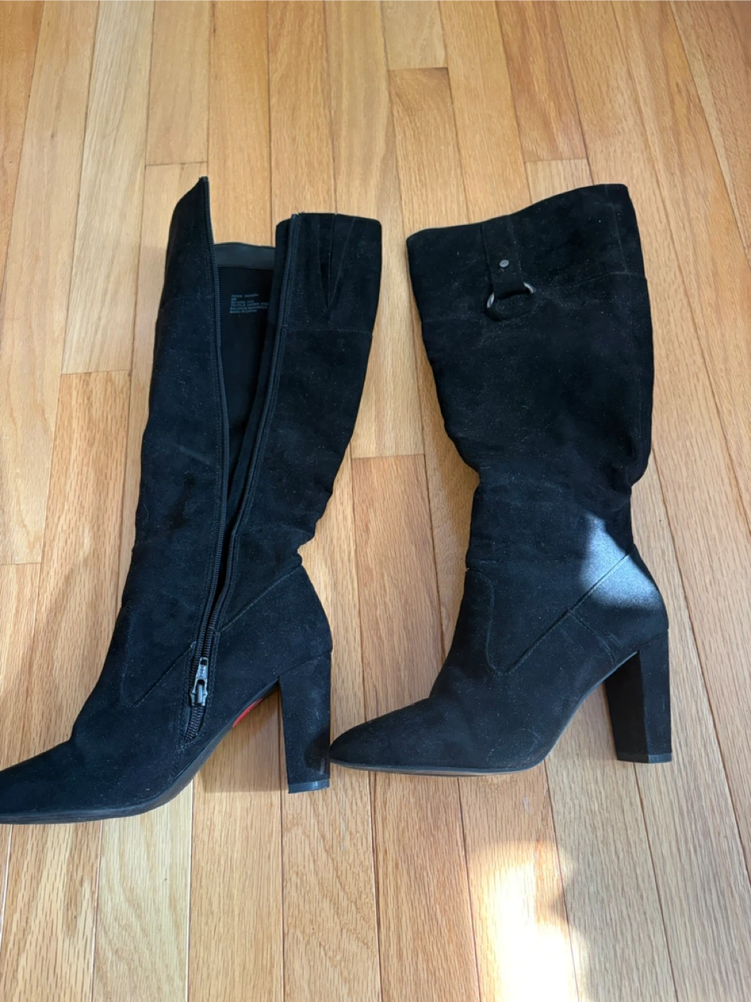 Black Suede Knee-High Boots