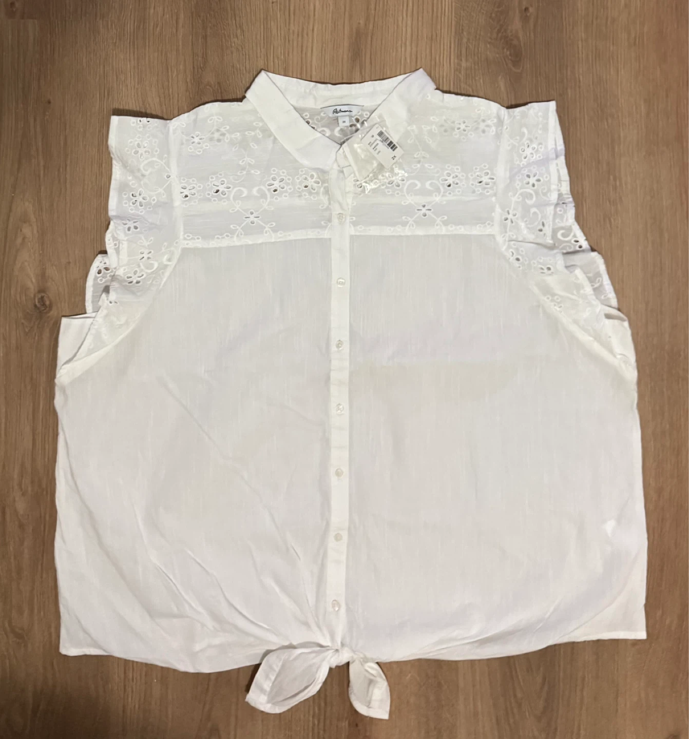 White Eyelet Tie-Front Blouse size 2x