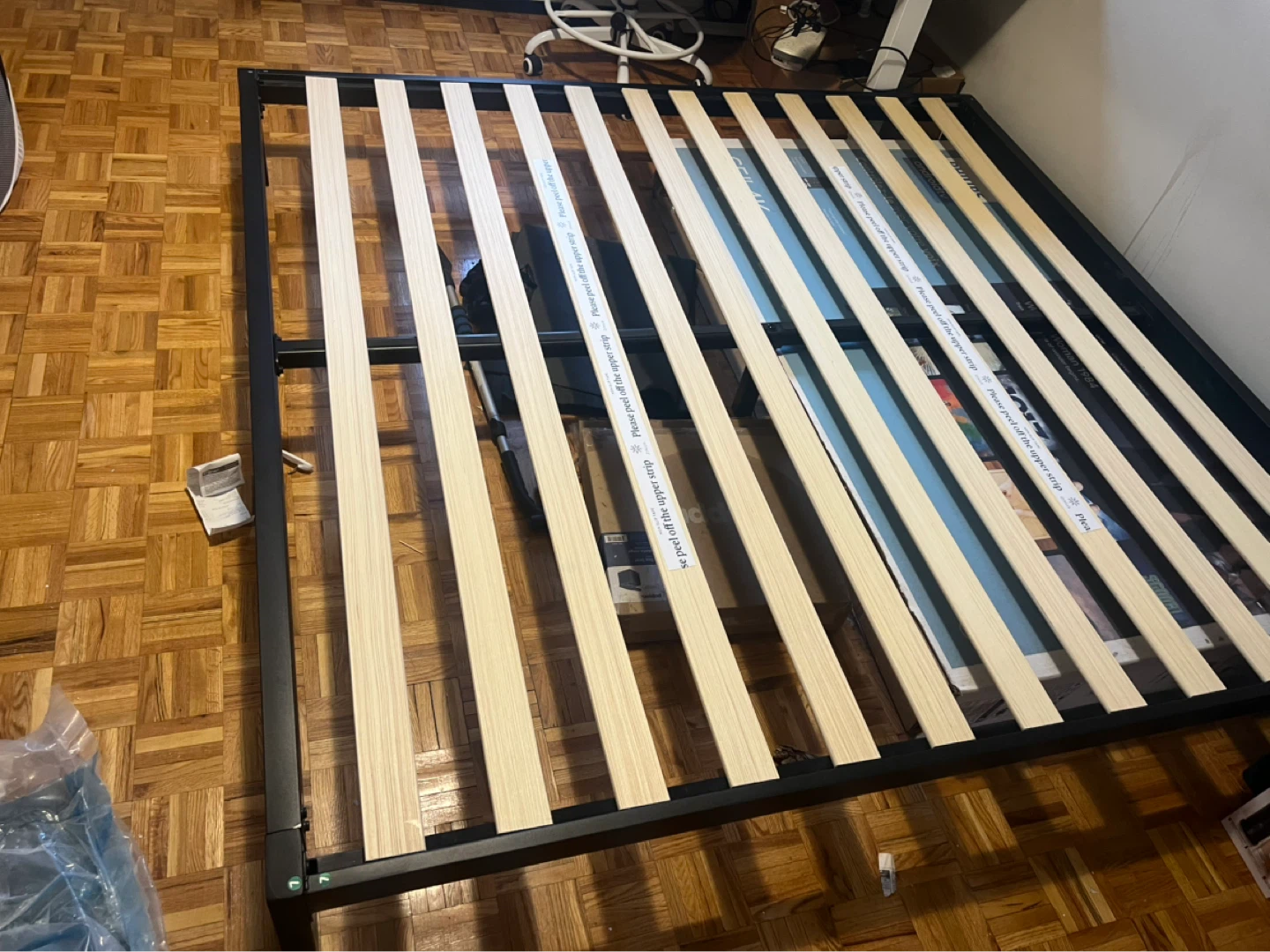 King Metal Bed Frame with Wood Slats - photo 2