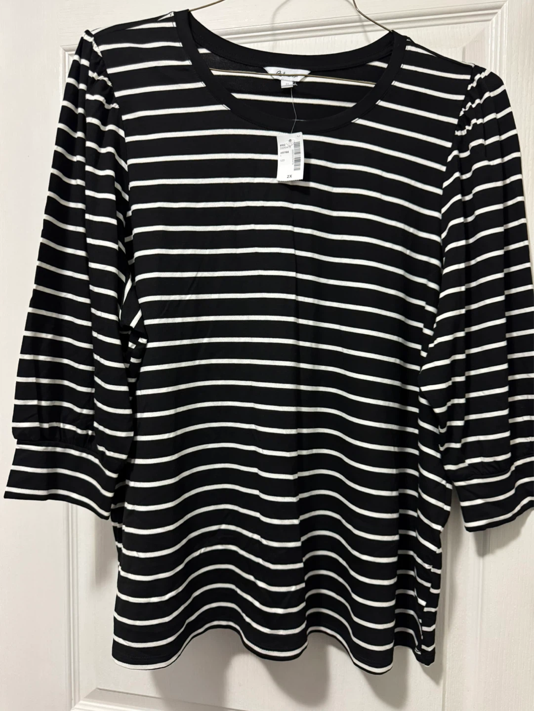 Reitmans Black and White Striped Top 2X