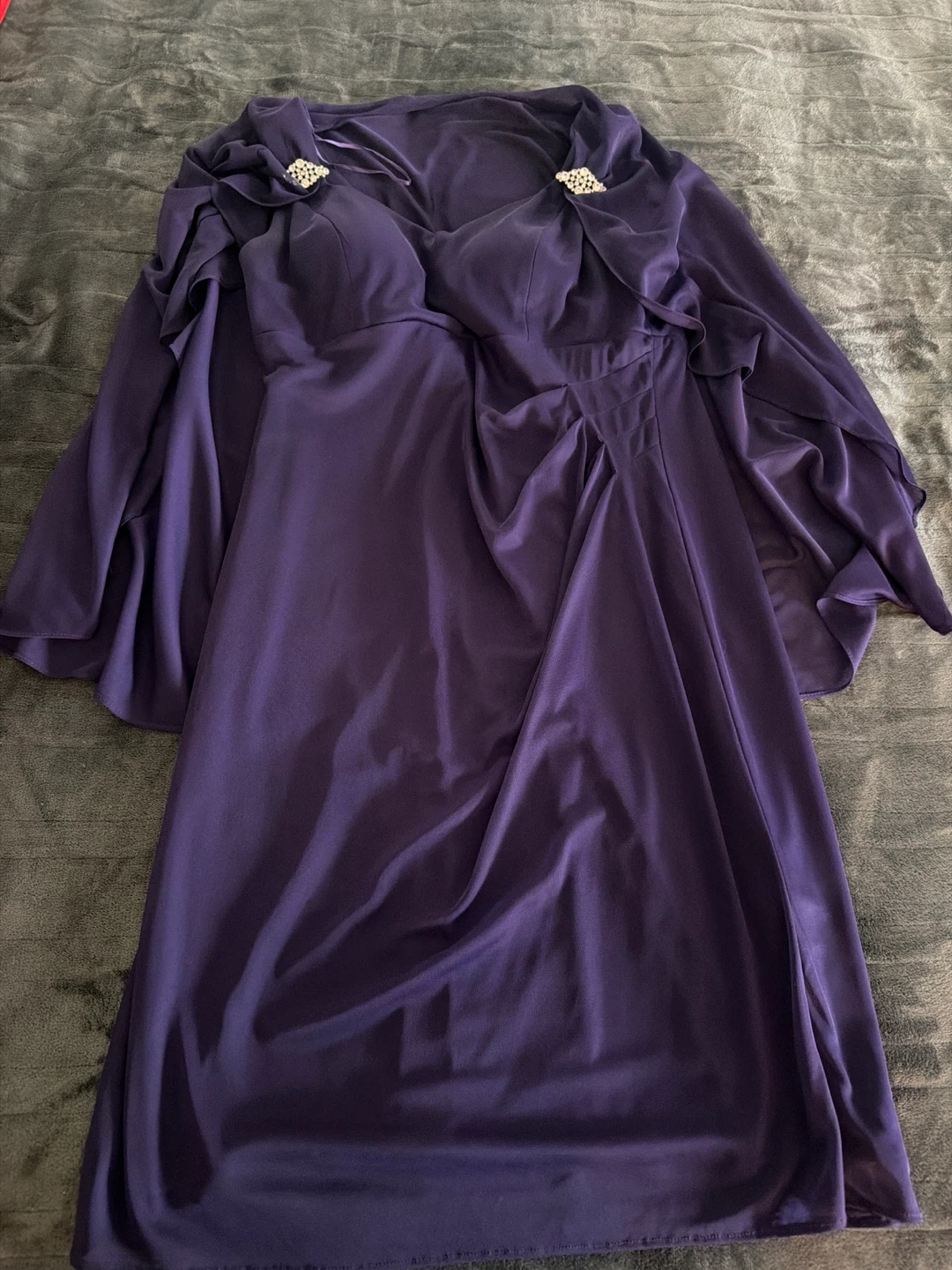 Purple Dress with Embellished Shoulder Details