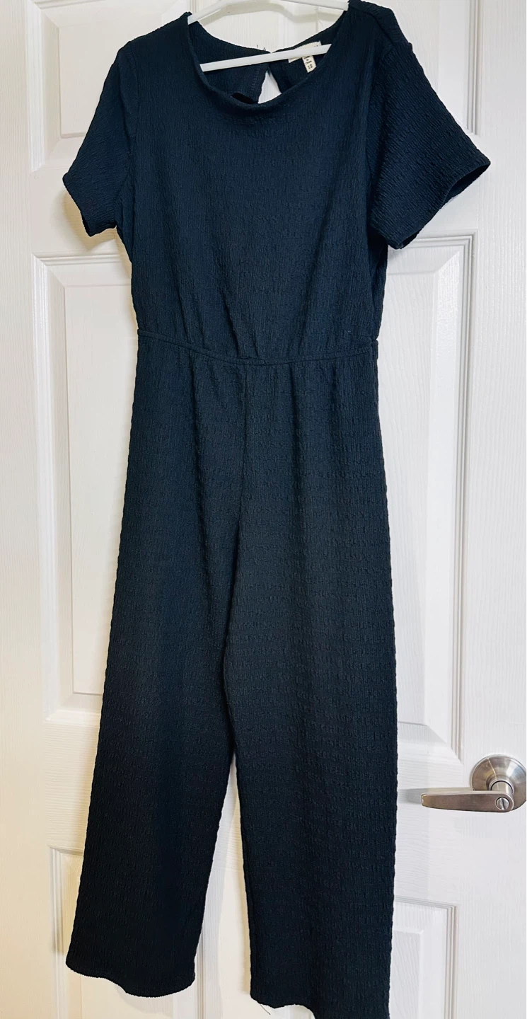 Monteau Girl Black Textured Jumpsuit Size 12 - photo 2