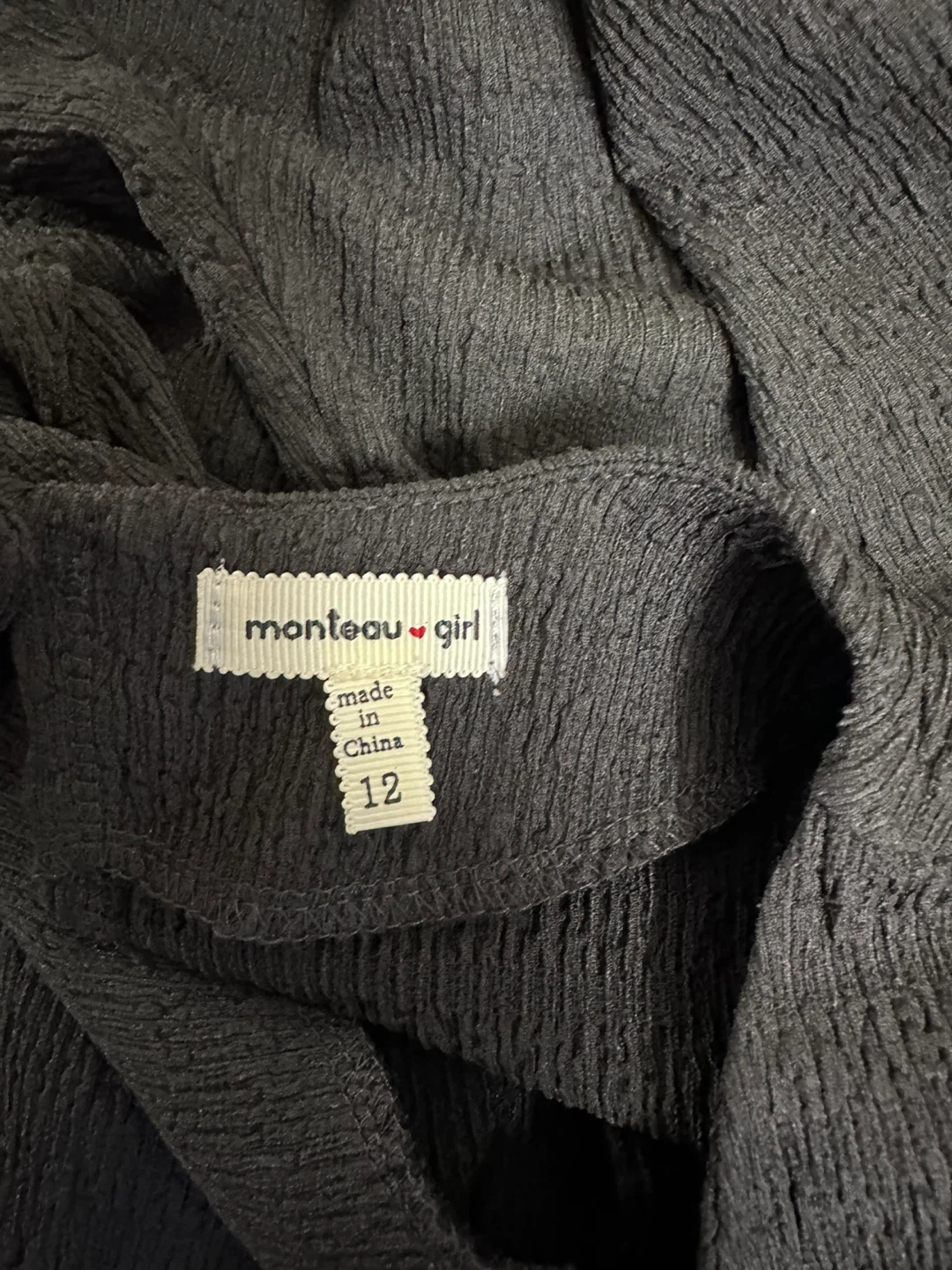 Monteau Girl Black Textured Jumpsuit Size 12 - photo 3