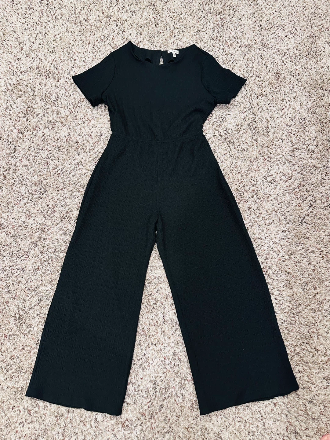 Monteau Girl Black Textured Jumpsuit Size 12