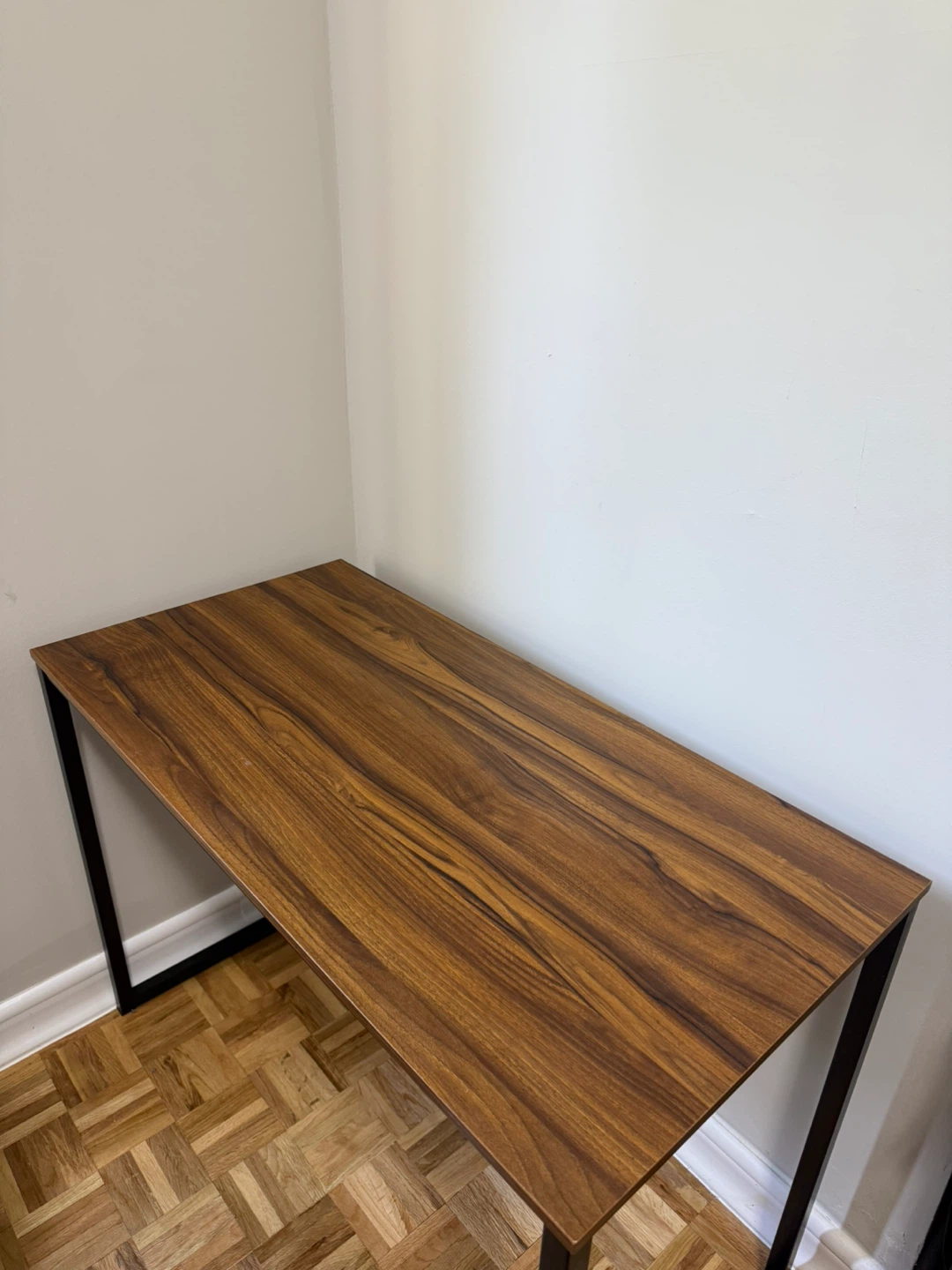 Wood Grain Desk with Black Metal Frame