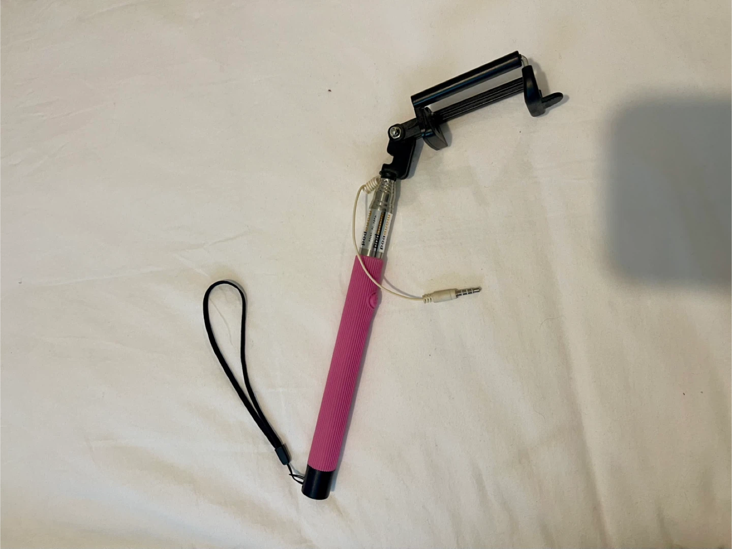 Pink Selfie Stick with Built-in Shutter