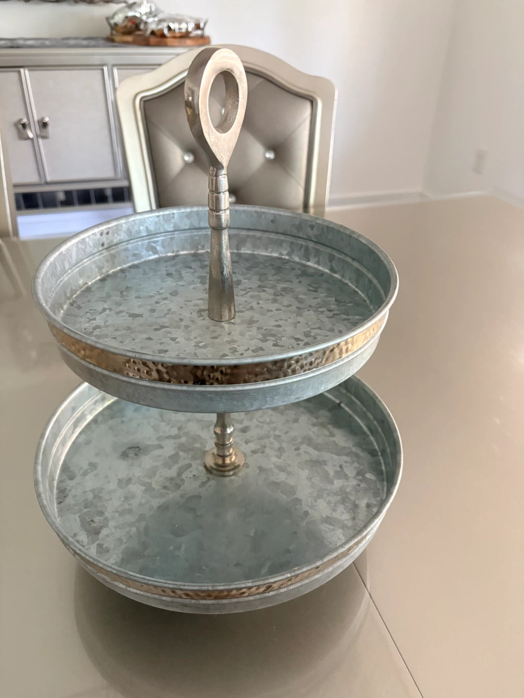 2-Tier Galvanized Metal Serving Stand - photo 3