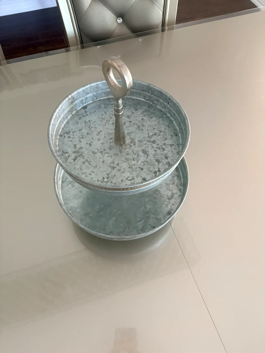 2-Tier Galvanized Metal Serving Stand - photo 2