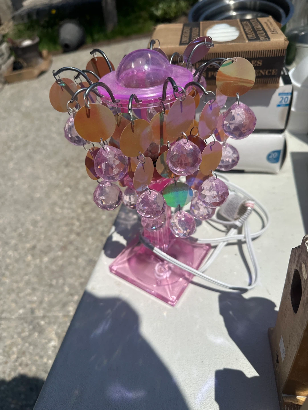 Pink Crystal Beaded Table Lamp