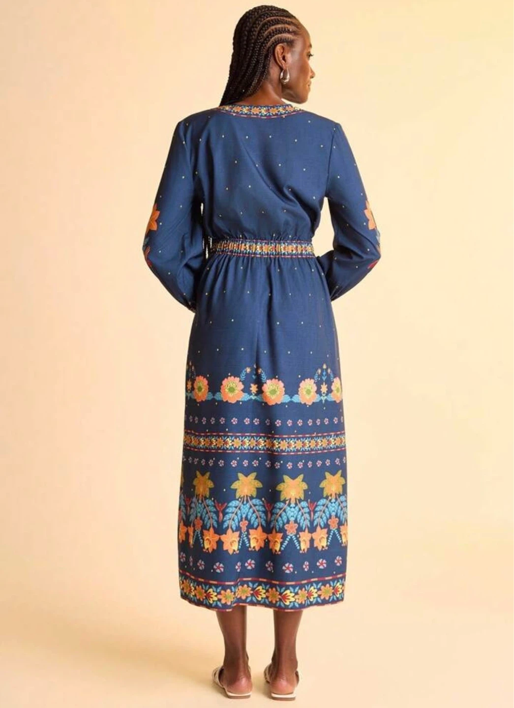 Farm Rio Blue Floral Print Tie Front Midi Dress - photo 2