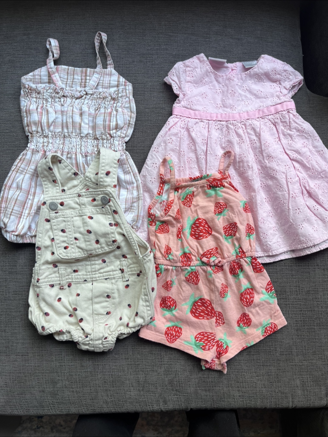 6-12 months overalls and dress set