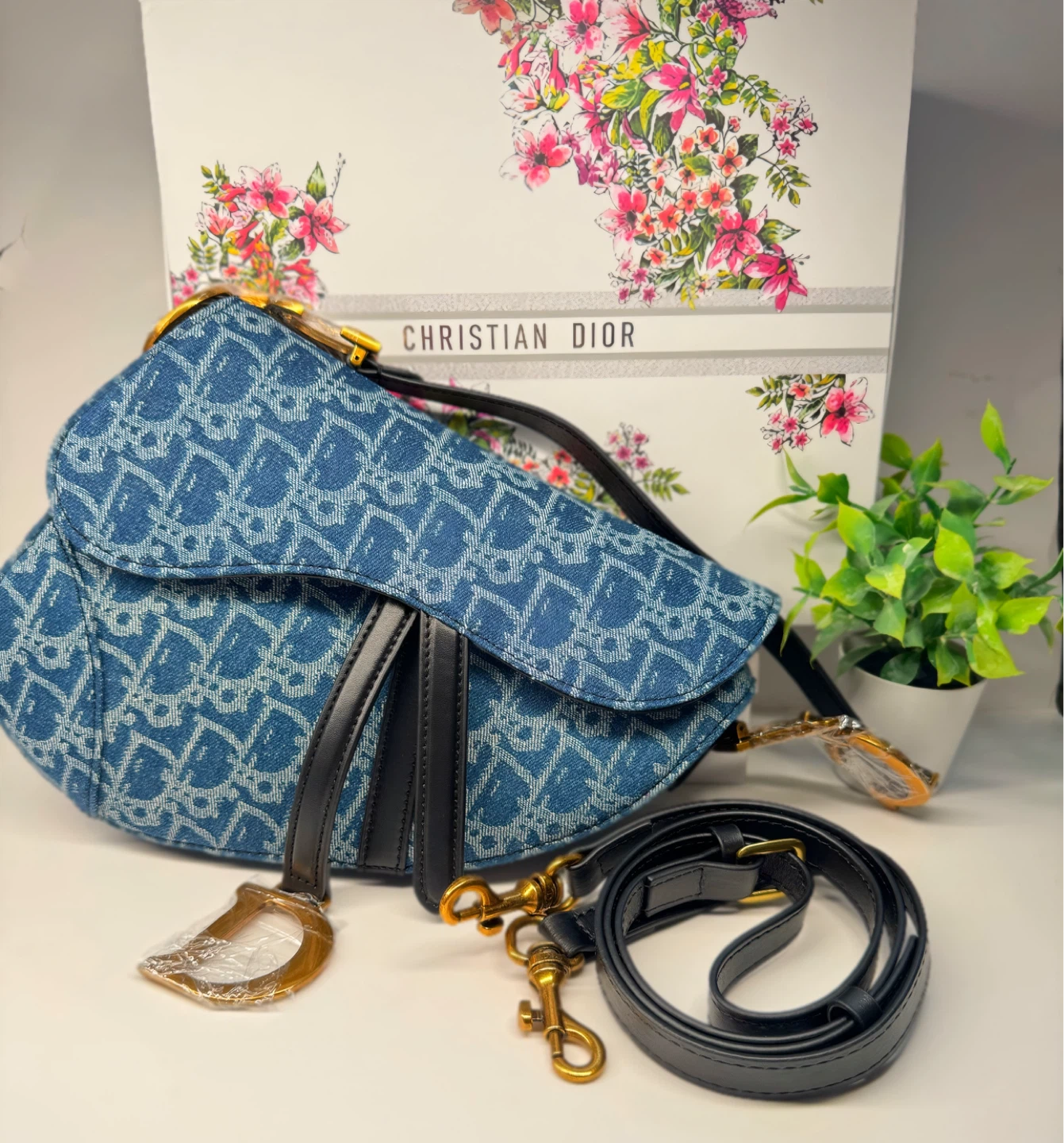 Christian Dior Saddle Bag - Blue Denim